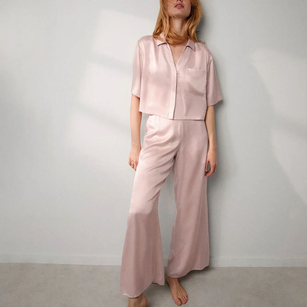 NWT Lunya 100% Washable Silk Delicate Pink Sleep Top ONLY Sz Medium Quiet Luxury - Picture 2 of 11